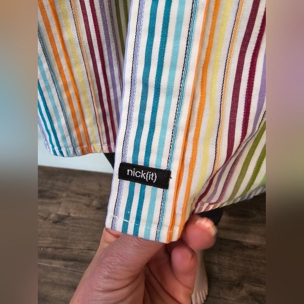 nick(it) New York London Long Sleeve Flip Cuff Button-Front Shirt Size Large - Picture 3 of 9